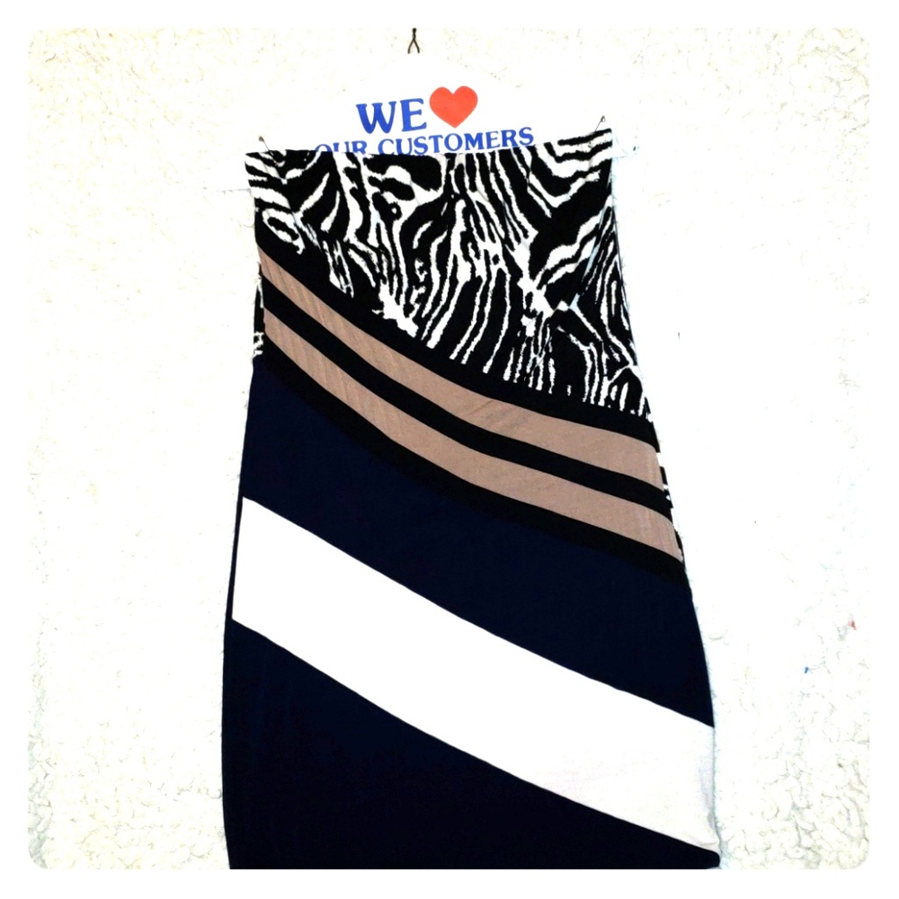 Tube top half zebra top half striped dress